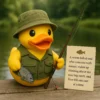 Fisherman Rubber Duck Collectible - Angler Themed Toy with Fishing Rod and Hat