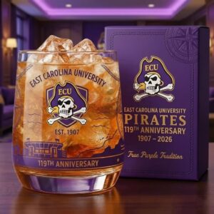 East Carolina Pirates Whiskey Glass - 119th Anniversary Commemorative True Purple Tradition Gift