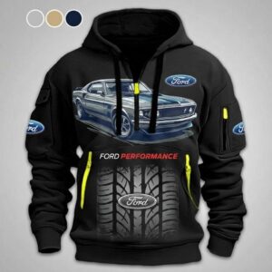 Ford Mustang 3D Graphic Hoodie - Classic Muscle Car All Over Print Zipper Sweatshirt