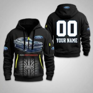 Ford Mustang 3D Graphic Hoodie - Classic Muscle Car All Over Print Zipper Sweatshirt