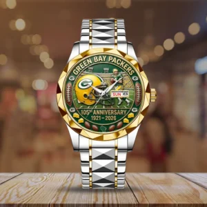 Green Bay Packers 105th Anniversary Watch - Commemorative Stainless Steel Wristwatch for NFL Fans