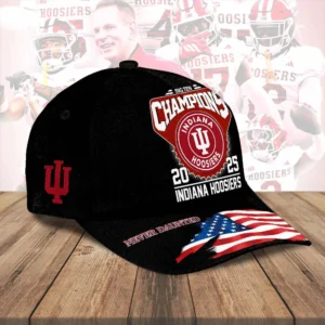 Indiana Hoosiers Big Ten Champions Cap - 2025 Football American Flag Never Daunted Hat