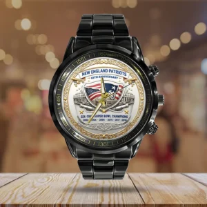 New England Patriots 65th Anniversary Six-Time Super Bowl Champions Stainless Steel Watch