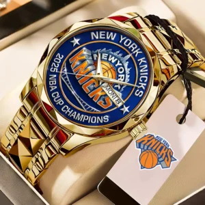 New York Knicks 2025 Champions Watch - Gold Plated NBA Cup Commemorative Wristwatch