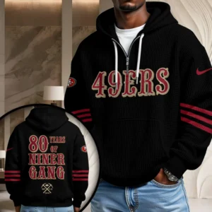 San Francisco 49ers Niner Gang Hoodie - 80 Years Anniversary Waffle Knit Zip Sweatshirt