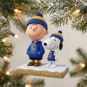 Golden State Warriors Snoopy Charlie Brown Ornament Winter Holiday