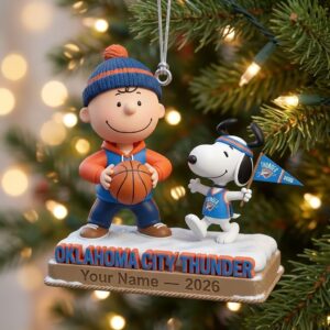 Oklahoma City Thunder Snoopy Charlie Brown Ornament Personalized 2026