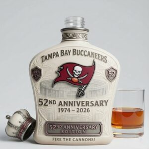 Tampa Bay Buccaneers Whiskey Decanter 52nd Anniversary Edition