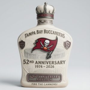 Tampa Bay Buccaneers Whiskey Decanter 52nd Anniversary Edition