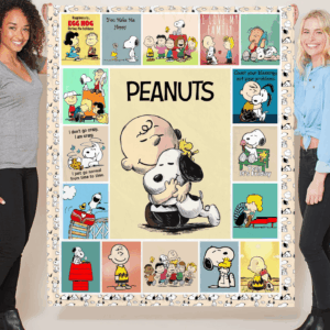 Peanuts Characters Quilt Blanket - Charlie Brown Snoopy Collage Fleece Throw for Fans