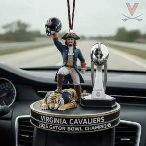 Virginia Cavaliers 2025 Gator Bowl Champions Ornament - NCAA Football Mascot Car Dashboard Figurine