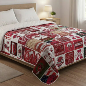 Arkansas Razorbacks Quilt Blanket - NCAA Collage Style Fan Gift