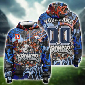 Custom Denver Broncos NFL Graffiti Hoodie
