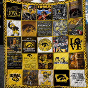 Iowa Hawkeyes Quilt Blanket - Patchwork College Football Fan Gift