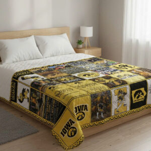 Iowa Hawkeyes Quilt Blanket - Patchwork College Football Fan Gift
