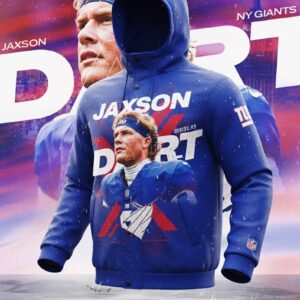 Jaxon Dart New York Giants Hoodie Jacket - NFL Football Graphic Tribute Fan Apparel