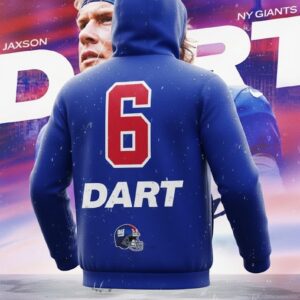 Jaxon Dart New York Giants Hoodie Jacket - NFL Football Graphic Tribute Fan Apparel