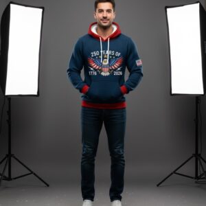 250 Years of Freedom Hoodie - Patriotic American Eagle 1776-2026 Anniversary