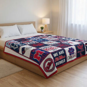Ole Miss Rebels Quilt Blanket - Patchwork College Sports Fan Gift