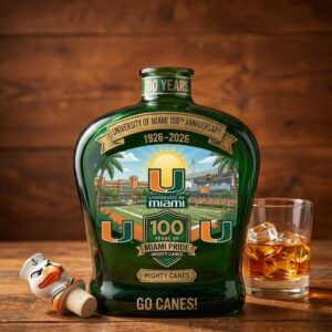 Miami Hurricanes University of Miami 100th Anniversary 1926-2026 Decanter Bottle