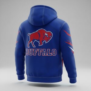 Buffalo Bills 3D multiple pockets half zipper hoodie 2