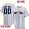 Customized New York Baseball Jersey White - Pinstripe Yankees Style
