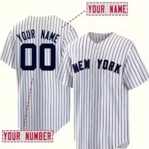Customized New York Baseball Jersey White - Pinstripe Yankees Style