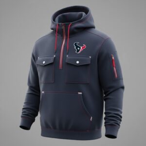Houston Texans 3D multiple pockets half zipper hoodie 2026 1