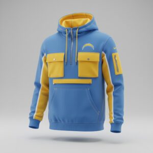 Los Angeles Chargers 3D multiple pockets half zipper hoodie 2026 1