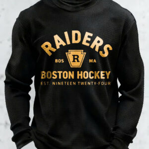 Boston Raiders Hockey Thermal Shirt - Vintage Waffle Knit Long Sleeve