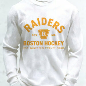Boston Raiders Hockey Thermal Shirt - Vintage Waffle Knit Long Sleeve