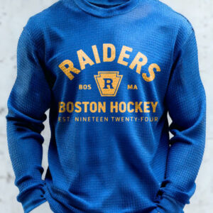Boston Raiders Hockey Thermal Shirt - Vintage Waffle Knit Long Sleeve