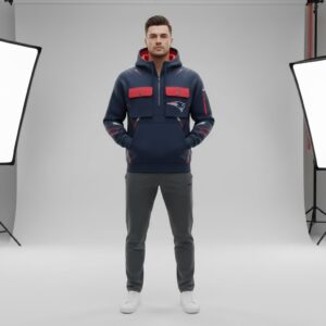 New England Patriots 3D multiple pockets half zipper hoodie 2026 3