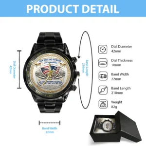 New England Patriots 65th Anniversary 2026 Black Stainless Steel Watch 3