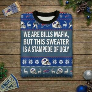 Personalized Buffalo Bills Ugly Christmas Sweater - Custom Quote Bills Mafia Stampede of Ugly Shirt