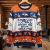 Personalized Denver Broncos NFL Ugly Christmas Sweater – “Making You Drink Since 1960” Customize Quote