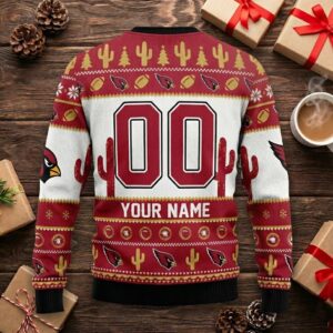 Personalized Arizona Cardinals Ugly Christmas Sweater - Custom Text Rebuilding Again Gift