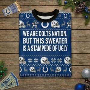 Personalized Indianapolis Colts Ugly Christmas Sweater - Custom Message Horseshoe Nation For Him Her