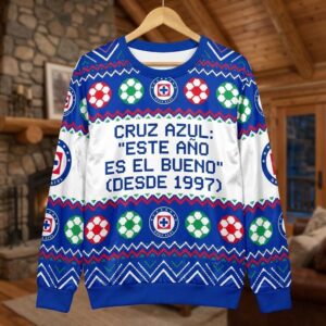 Cruz Azul Liga MX Ugly Christmas Sweater – “Este Año Es El Bueno” Legendary Blue Soccer Pullover