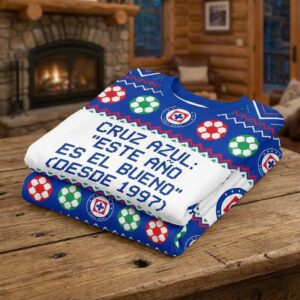 Cruz Azul Liga MX Ugly Christmas Sweater – “Este Año Es El Bueno” Legendary Blue Soccer Pullover