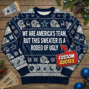 Personalized Dallas Cowboys Ugly Christmas Sweater - Custom Text America's Team Dem Boyz Gift