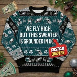 Personalized Philadelphia Eagles Ugly Christmas Sweater - Custom Text Fly Eagles Fly Fan Gift