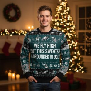 Personalized Philadelphia Eagles Ugly Christmas Sweater - Custom Text Fly Eagles Fly Fan Gift