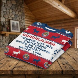Chivas Guadalajara Liga MX Ugly Christmas Sweater – “Somos Los Más Populares” Iconic Red & White Fan Knit