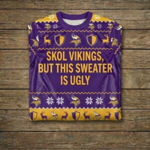 Personalized Minnesota Vikings Ugly Christmas Sweater - DIY Text Skol Nation Purple Pride Sweatshirt