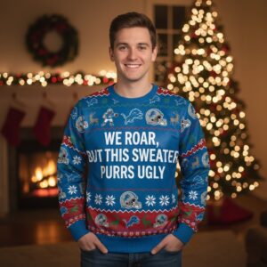 Personalized Detroit Lions Ugly Christmas Sweater - Funny Custom Quote One Pride Holiday Crewneck