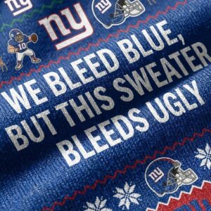 Personalized NY Giants Ugly Christmas Sweater - Big Blue Wrecking Crew Custom Holiday Jumper