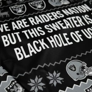 Personalized Las Vegas Raiders Ugly Christmas Sweater - Custom Quote Raider Nation Black Hole Fan Gift
