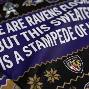 Personalized Baltimore Ravens Ugly Christmas Sweater - Custom Text Ravens Flock Purple Friday Gift
