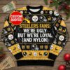 Personalized Pittsburgh Steelers Ugly Christmas Sweater - Funny Custom Text Steel Curtain Black and Gold Shirt